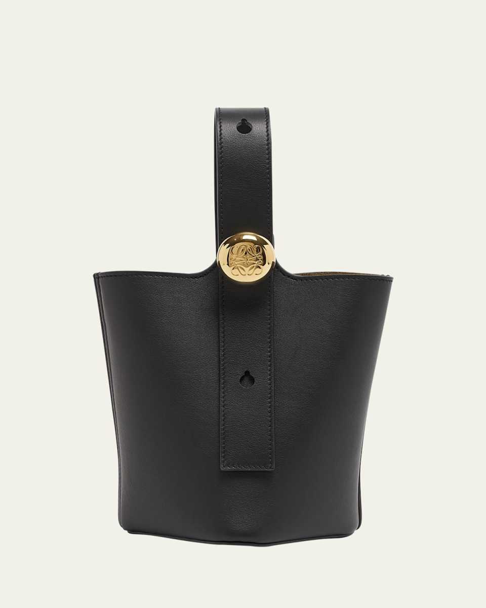 Mini Pebbled Leather Bucket Bag